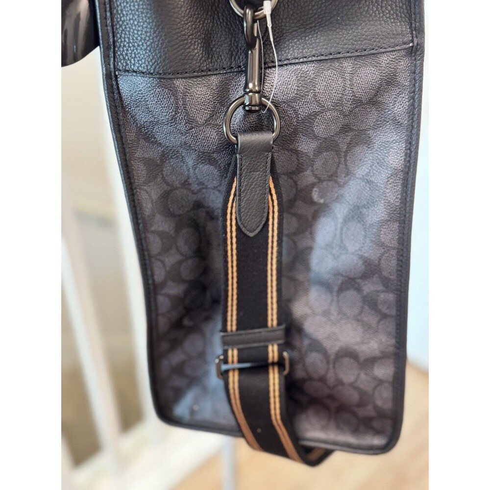 COACH Signature Field Tote 40 Charcoal and Black Pebble Leather C7674 - Picture 4 of 16